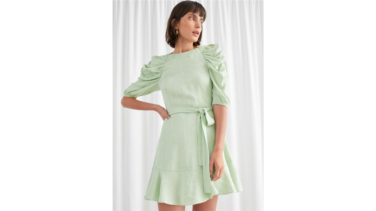 Belted Puff Sleeve Mini Dress