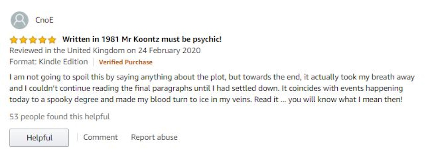 Amazon review for The Eyes of Darkness by Dean Koontz