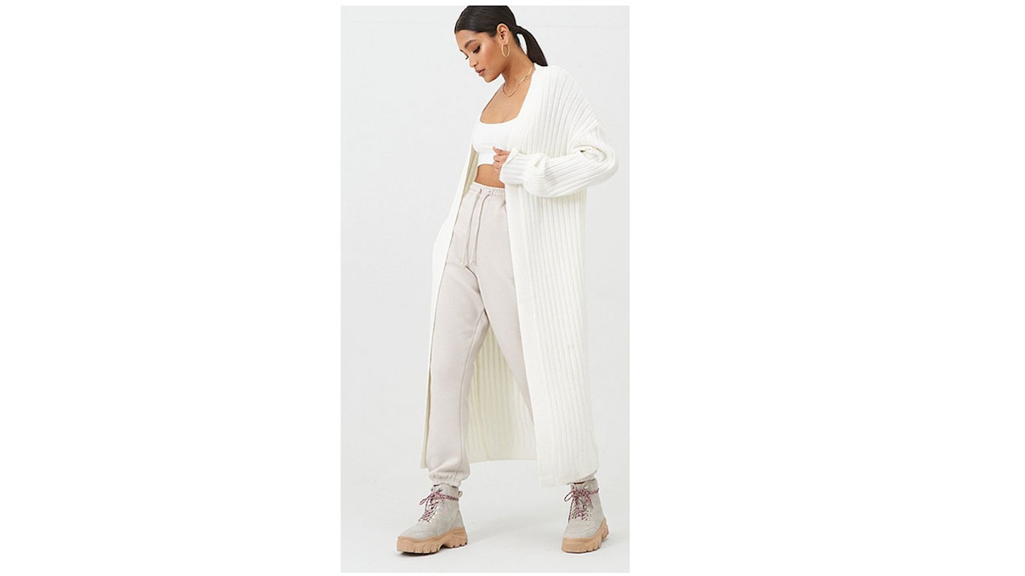 Missguided Extreme Rib Balloon Sleeve Maxi Cardigan - Cream