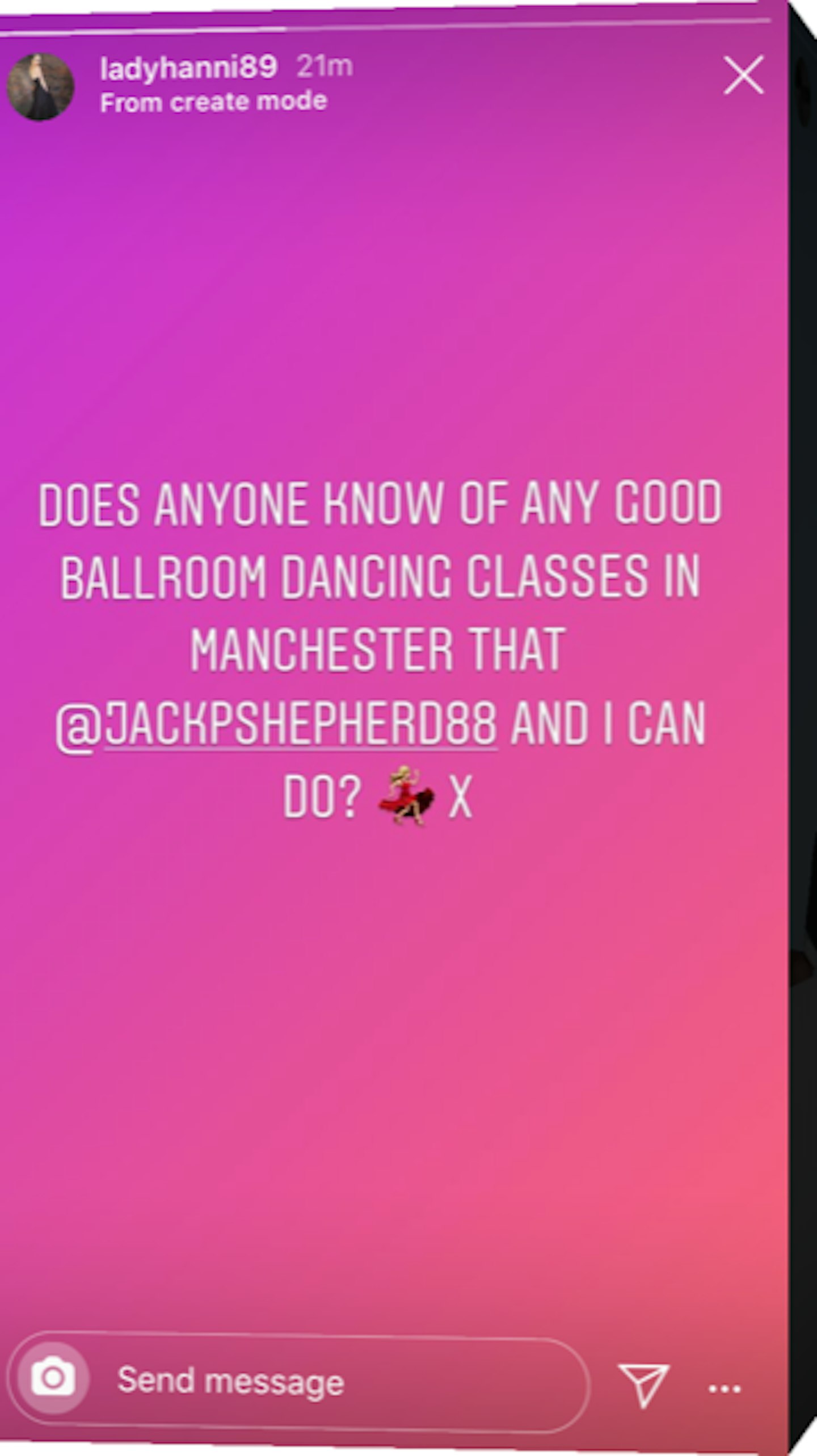 Hanni Treeweek posts about ballroom dancing lessons