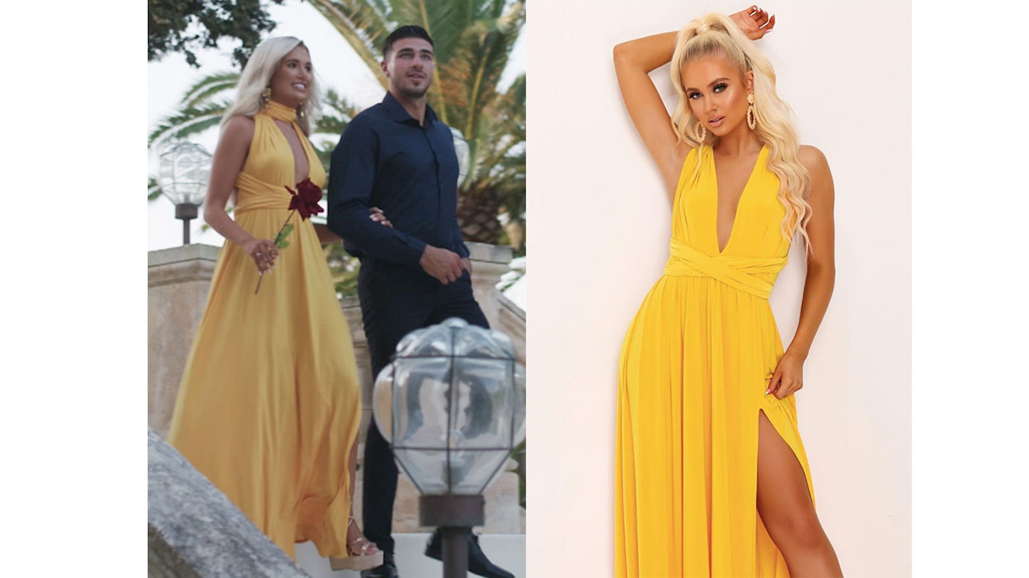 Yellow Slinky Wear Me Any Way Plunge Maxi Dress