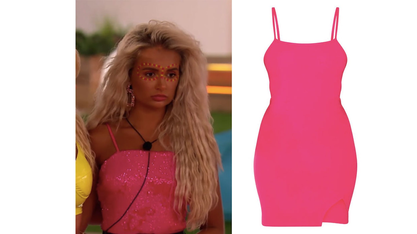 Hot Pink Strappy Split Hem Bodycon Dress