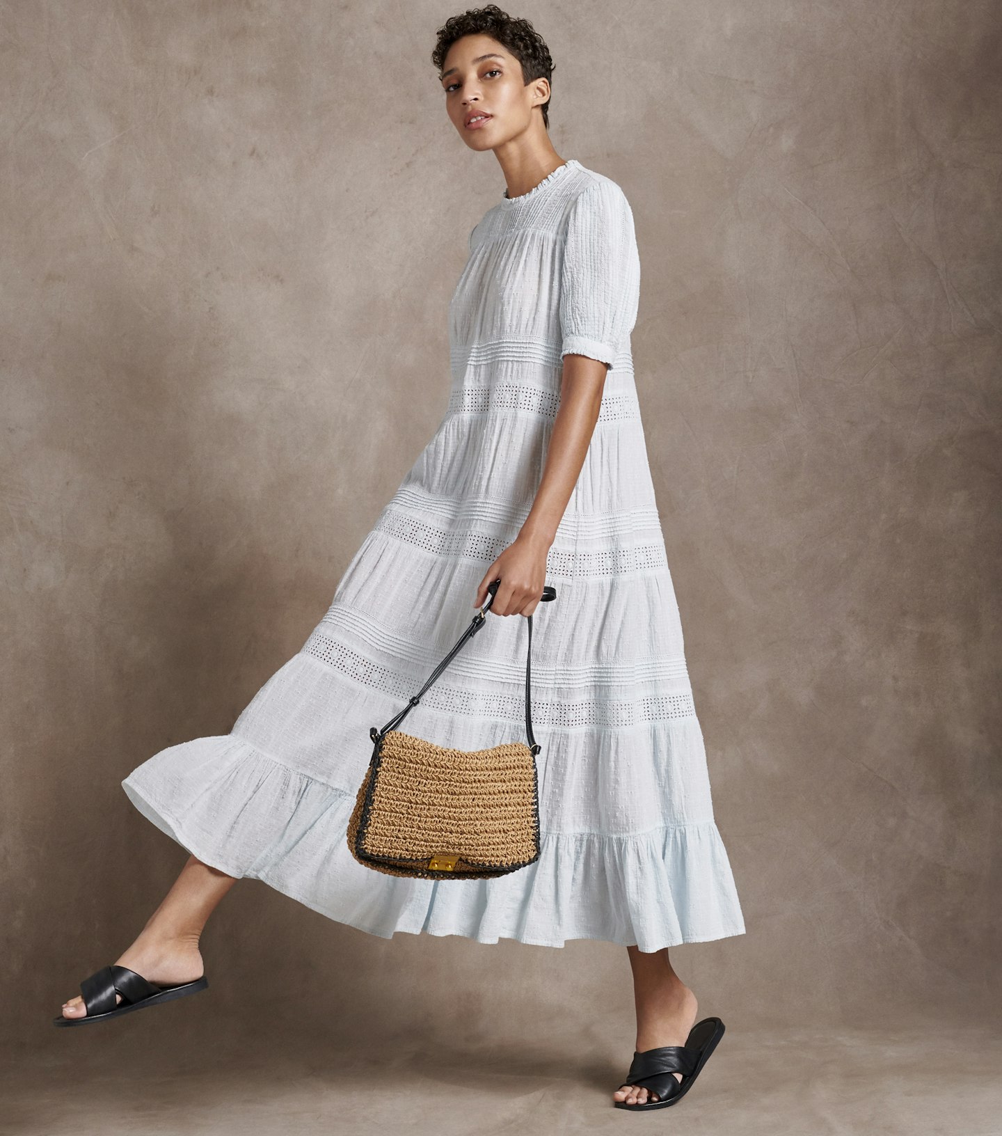 marks and spencer white midi dress 