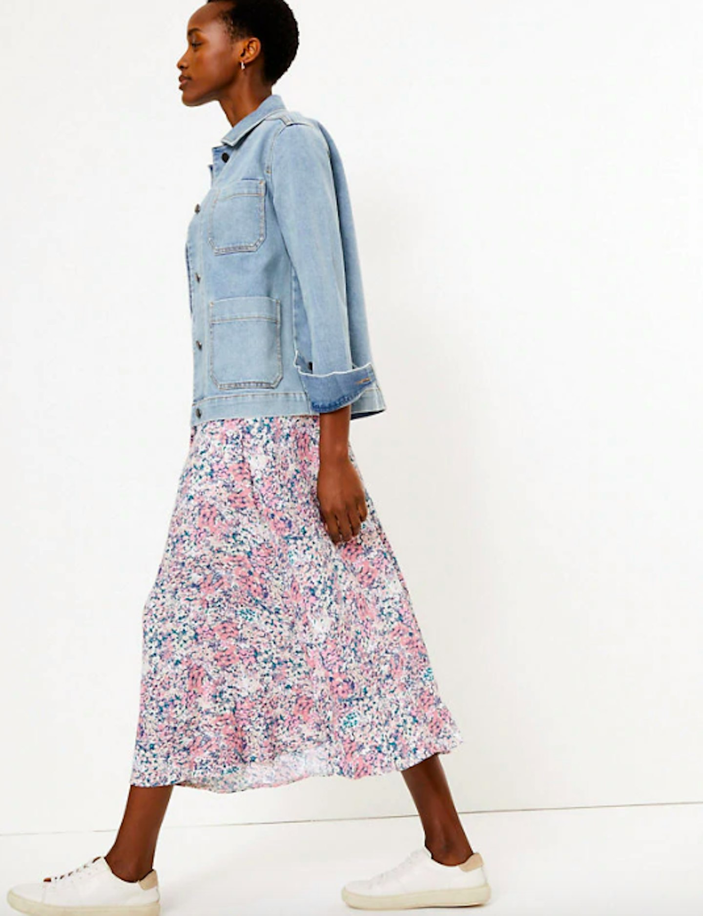 Floral Button Midi Skirt, £35
