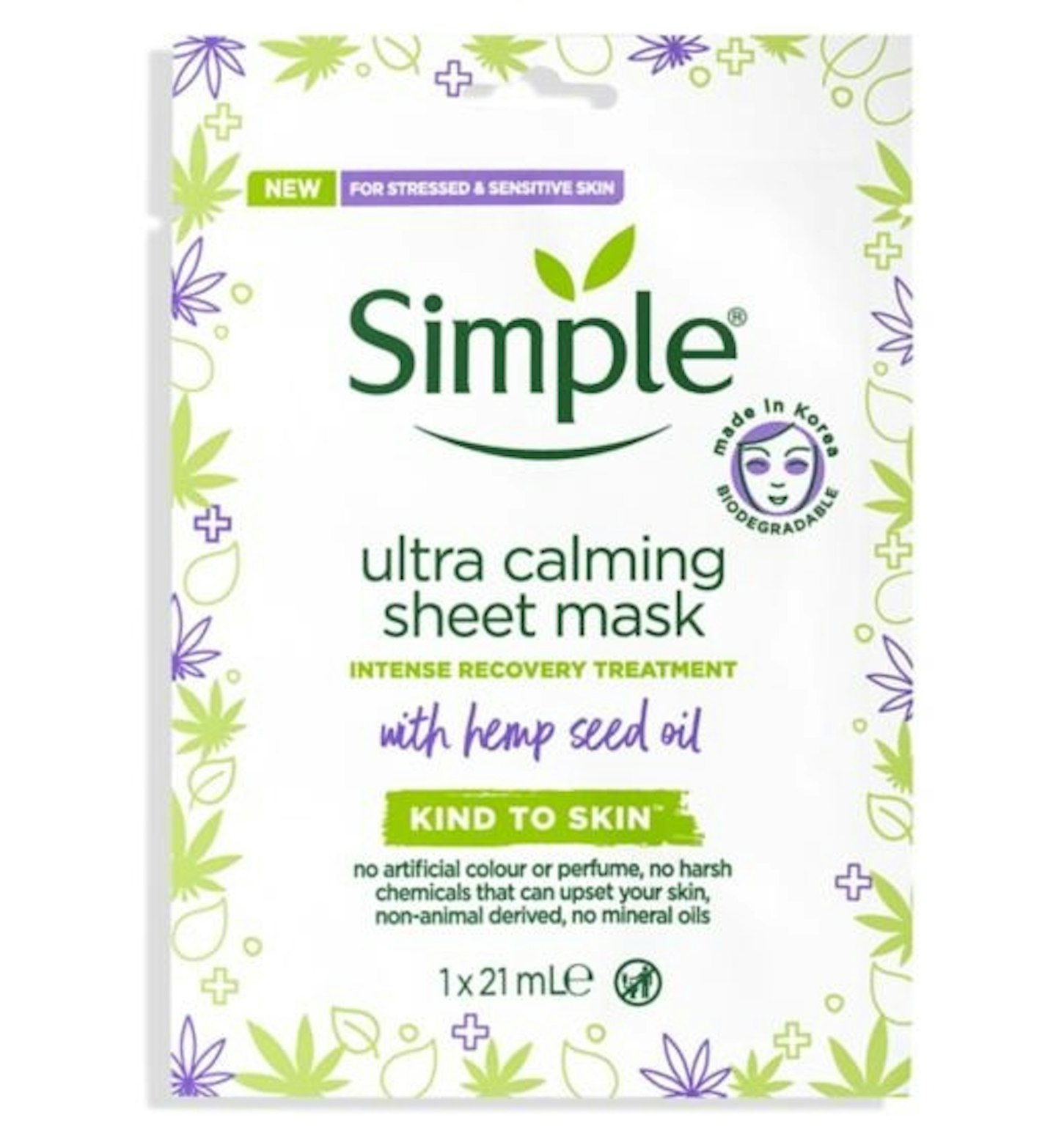 Simple Hemp Ultra Calming Sheet Mask, £2.99