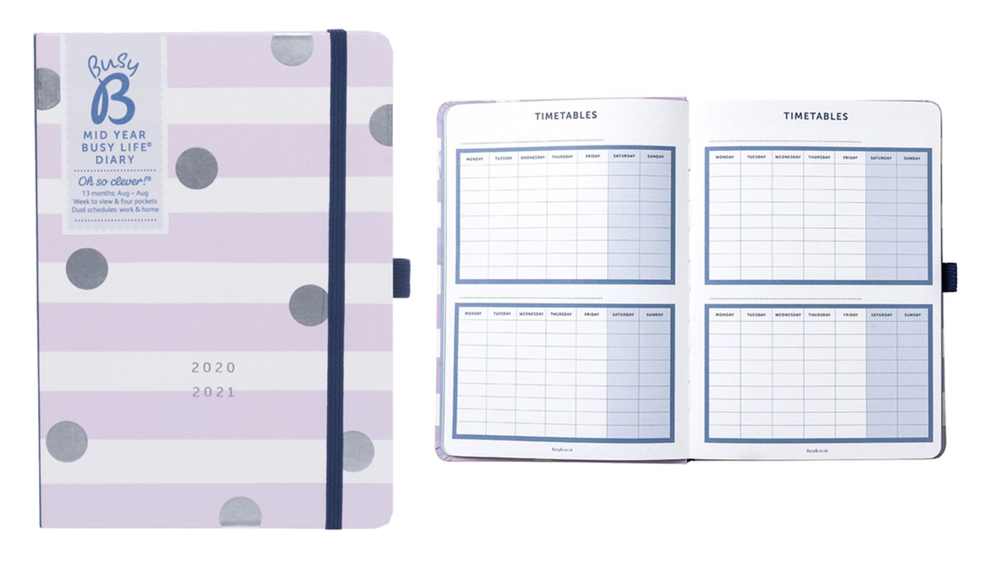 Busy B Week to View with Dual Schedules Busy Life 2020-21 Mid-Year Lilac Stripe Academic Diary