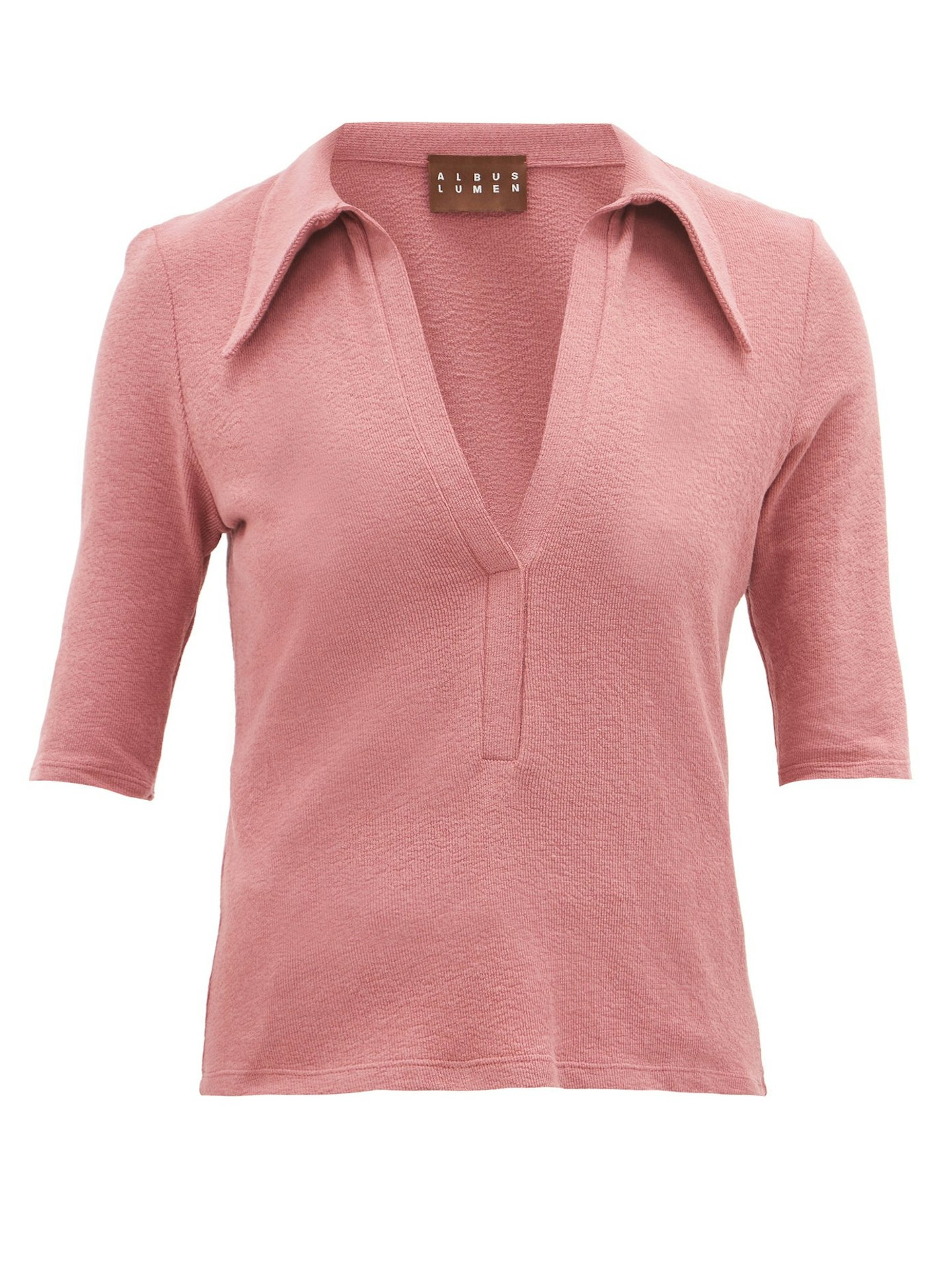 Albus Lumen, Point-collar cotton-blend terry polo shirt, £159