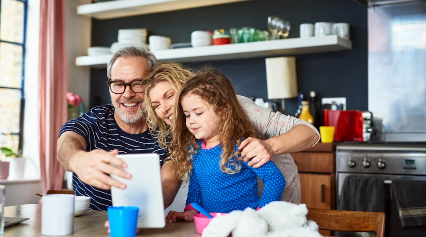 Family talking on video chat