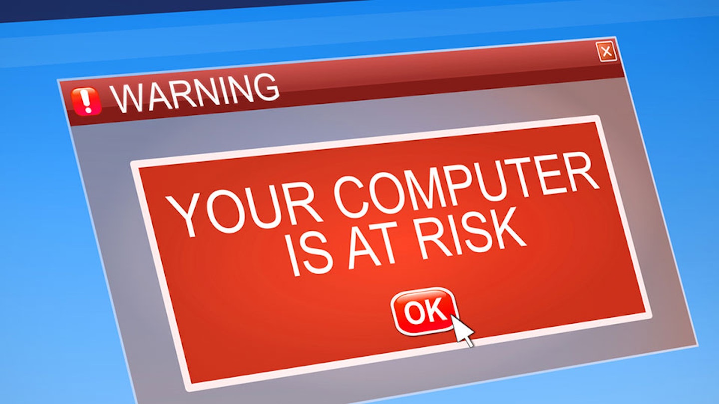 Computer screen saying 'your computer is at risk'