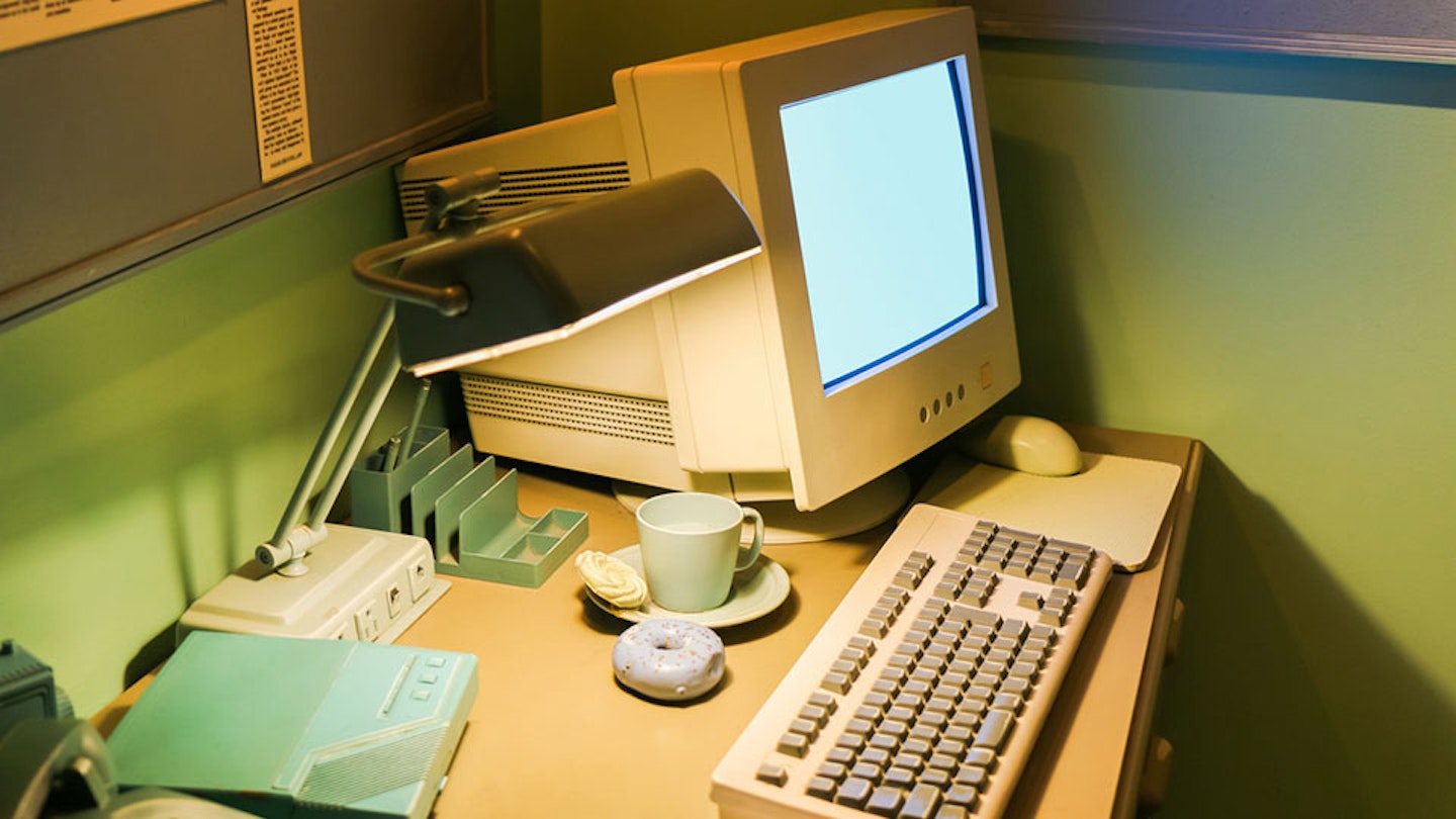 Old computer on a desk