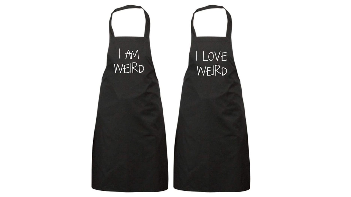 Couples I Am Weird I Love Weird Black Apron Set