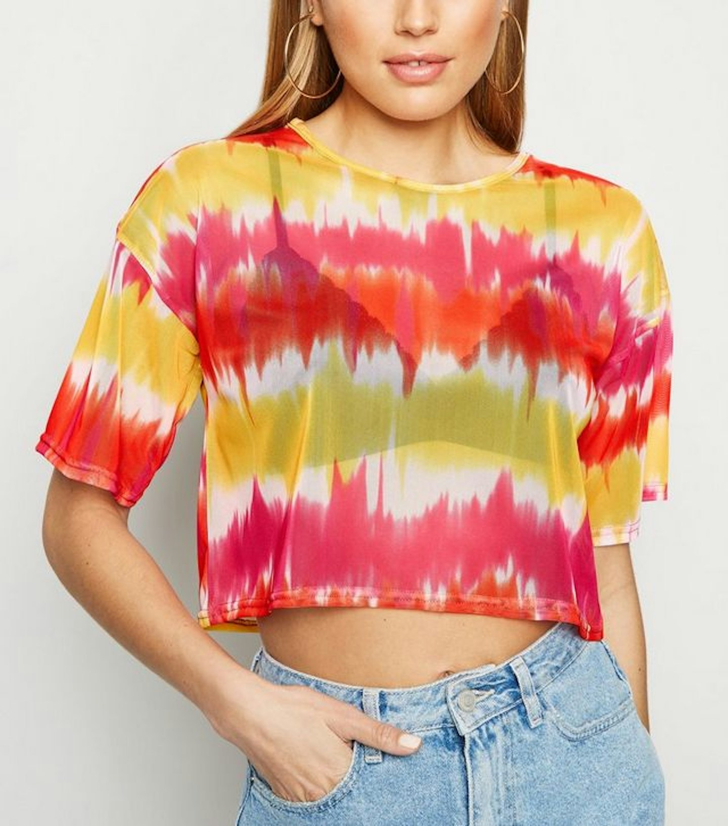 Pink Vanilla Multicoloured Tie Dye Mesh Top