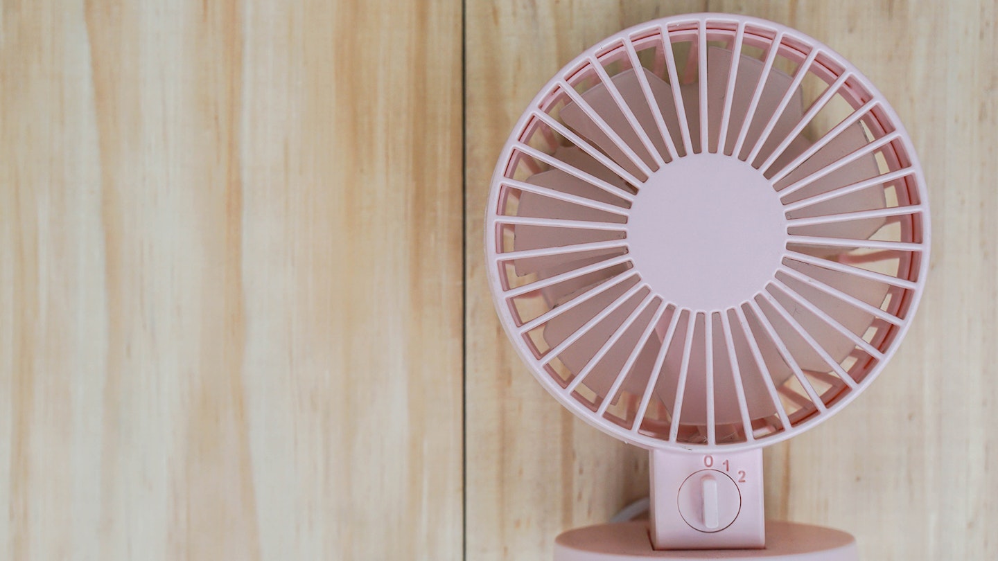 Small pink desk fan 