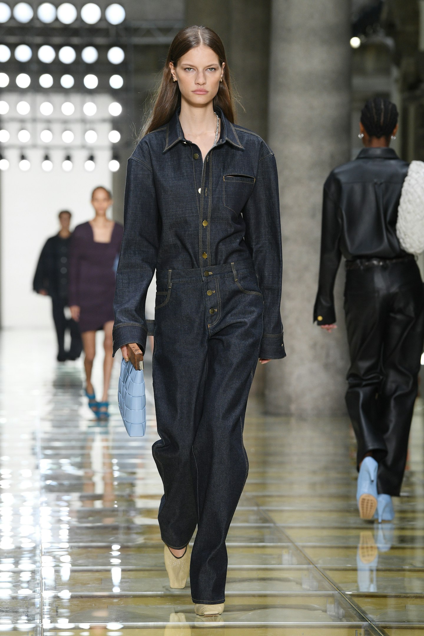 Bottega Veneta's jeans on the catwalk