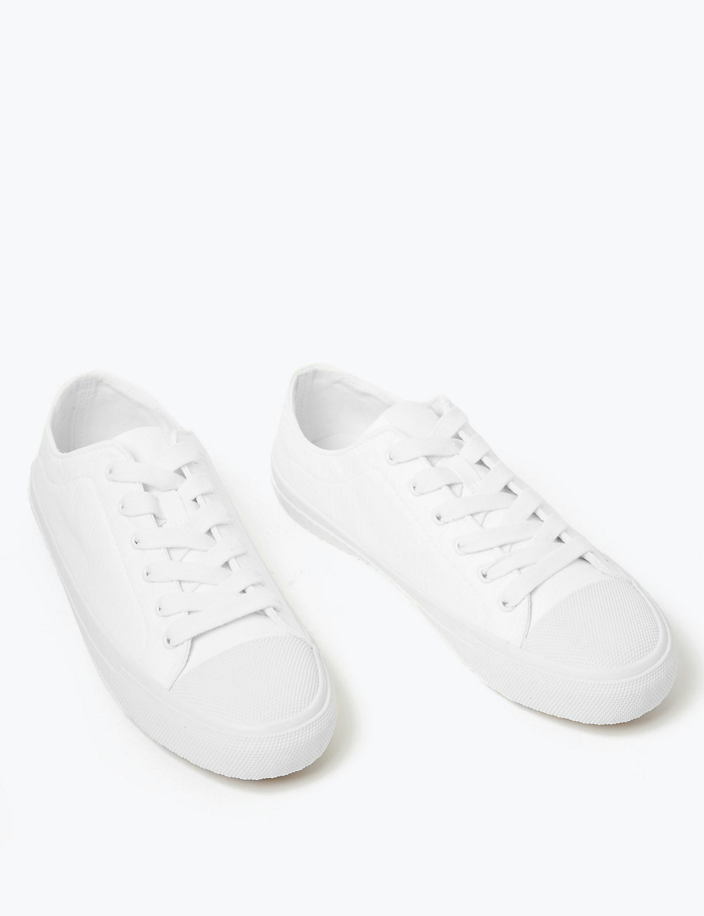 M&S, White Lace-Up Trainers