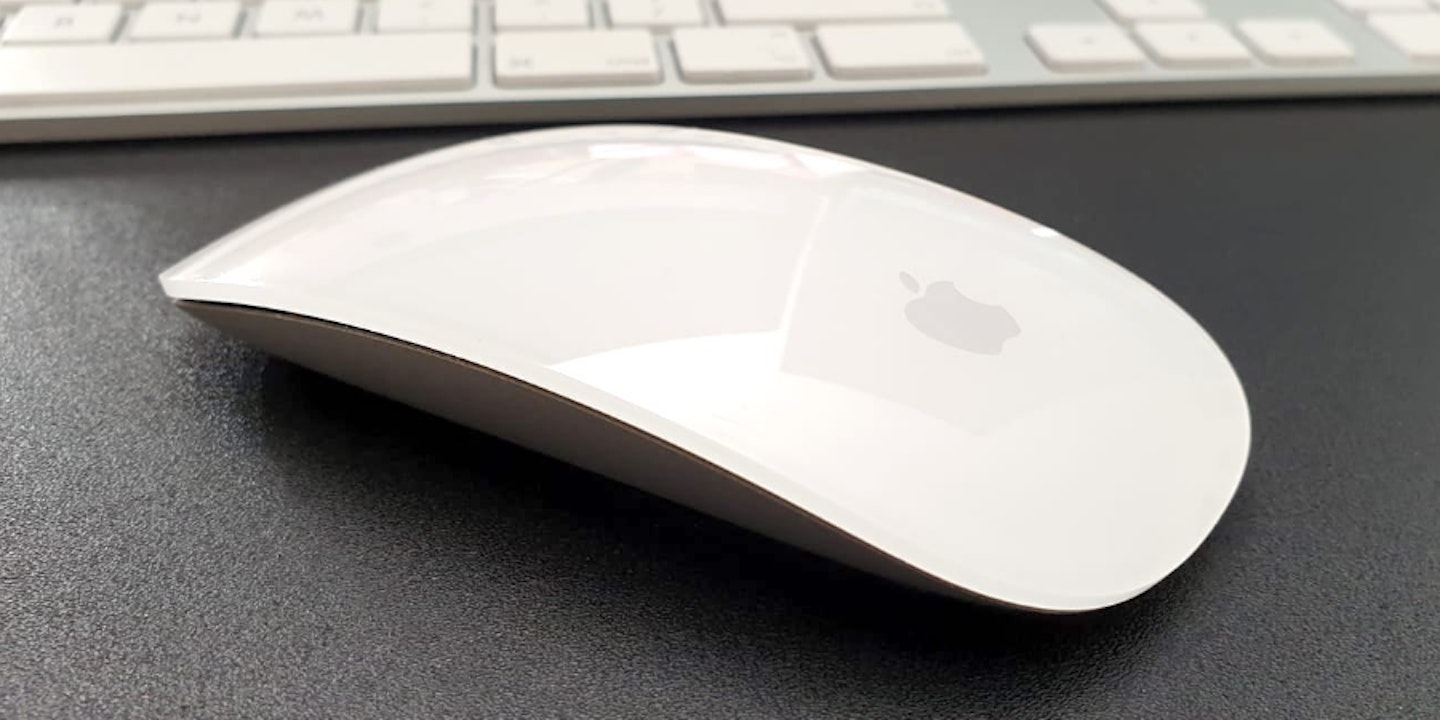 Apple Magic Mouse 2 on desk during review