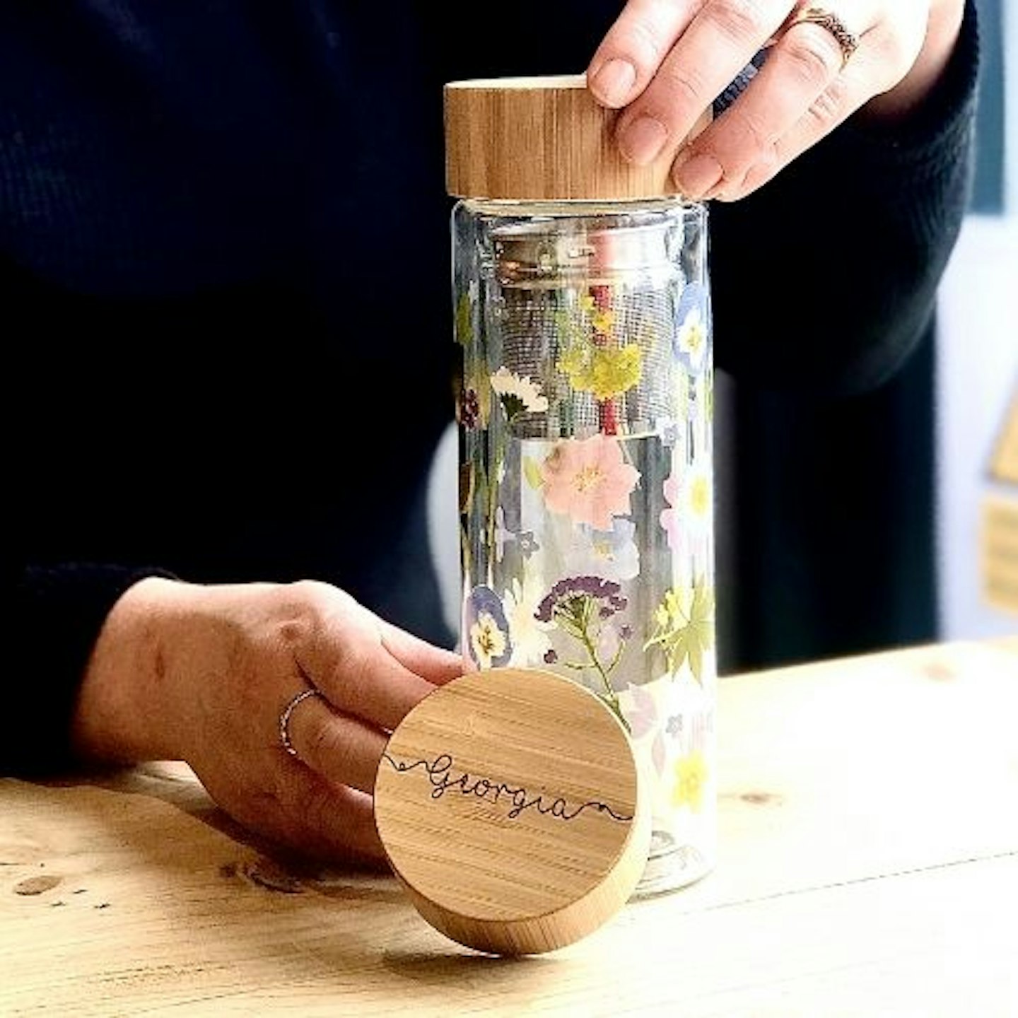 Personalised Wild Flower Water Bottle With Infuser