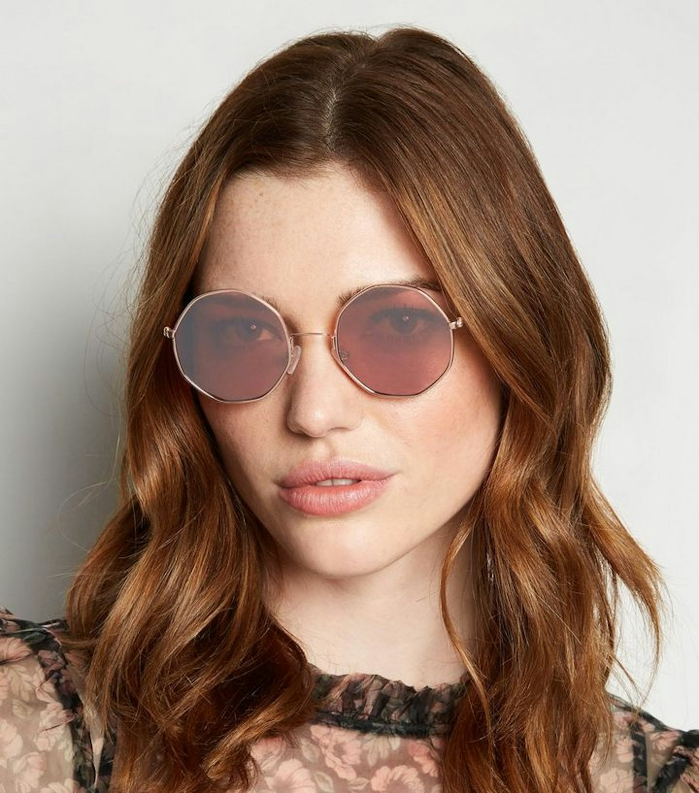 Rose Gold Large Hexagon Sunglasses