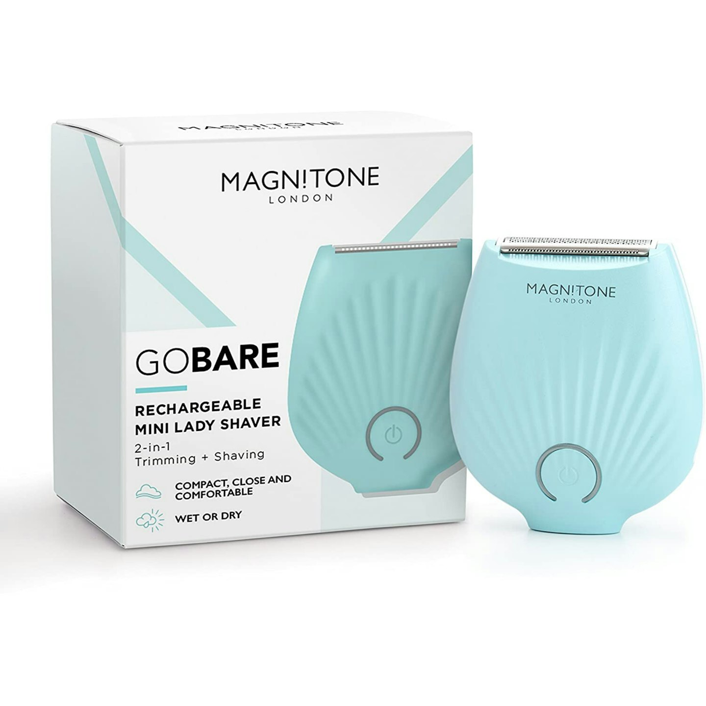Magnitone Go Bare! Rechargeable Mini Lady Shaver - 2-in-1 Trimming and Shaving