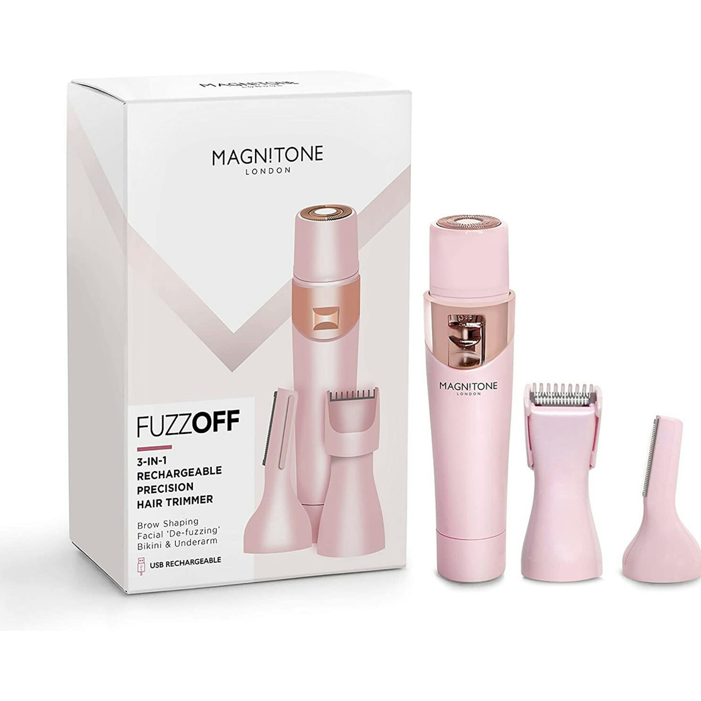 Magnitone FuzzOff 3-in-1 Rechargeable Ladies Precision Hair Trimmer