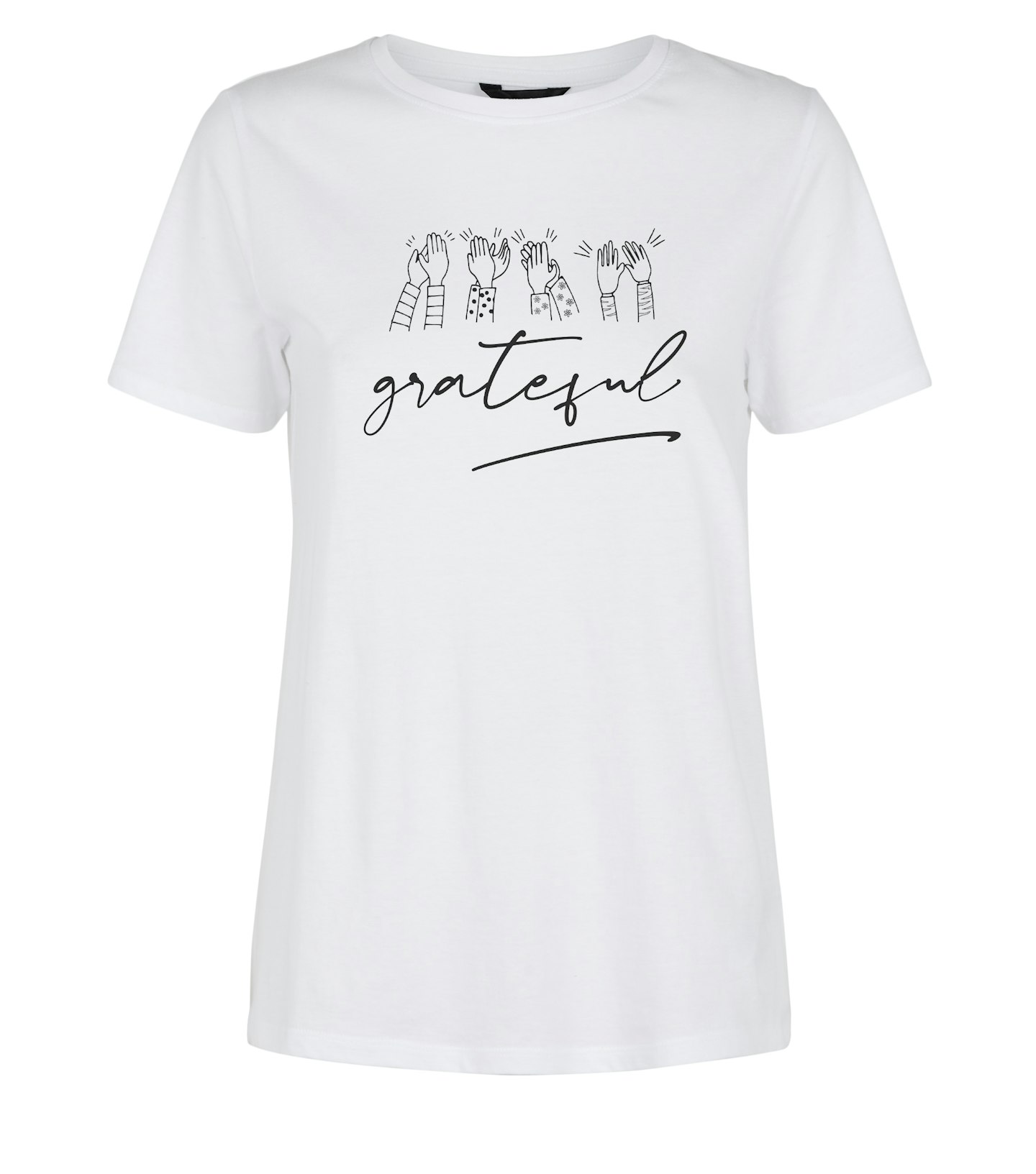 New Look, White Clapping Grateful Slogan Charity T-Shirt, £8.99