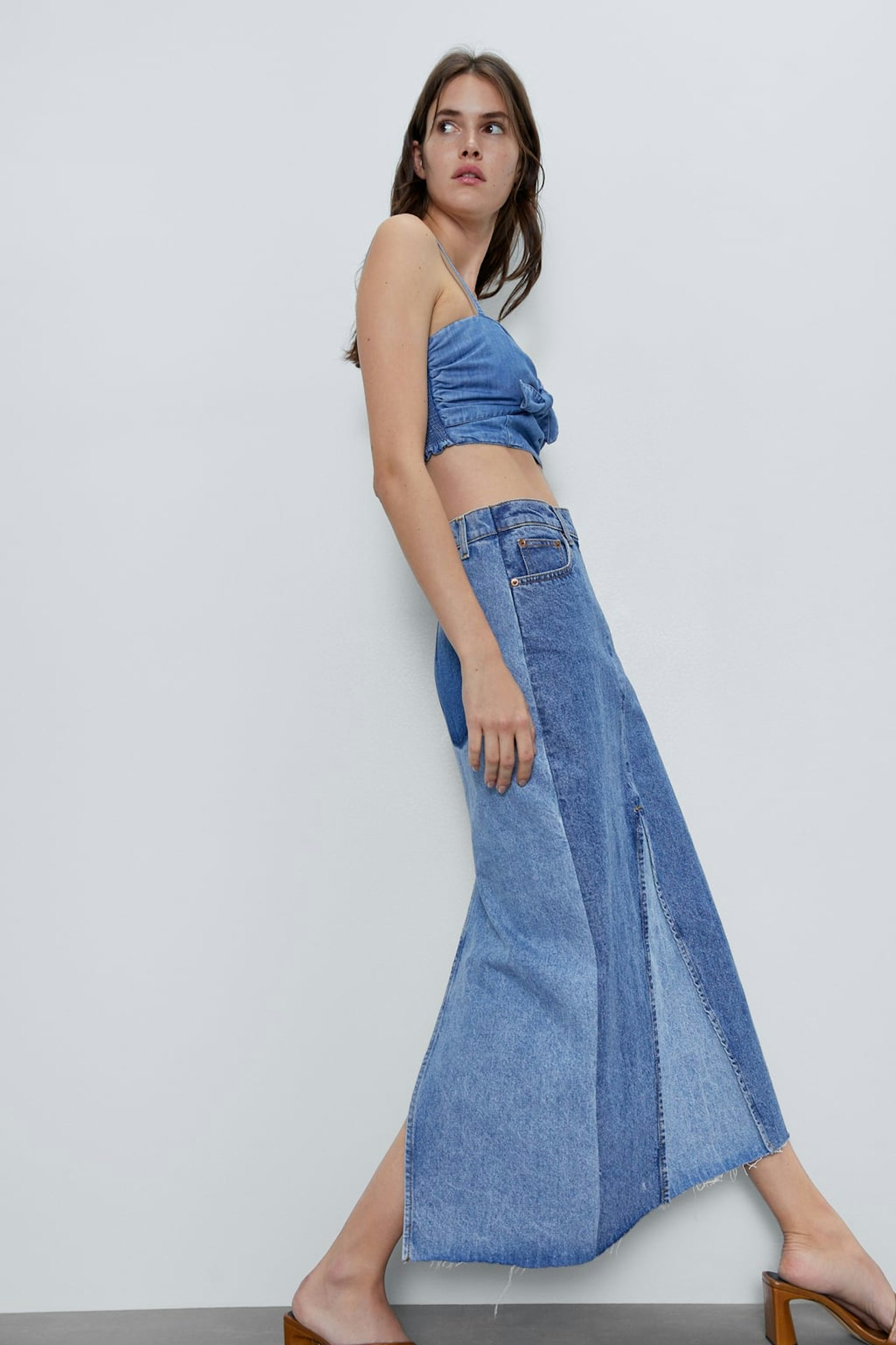 Zara, Patchwork Denim Skirt, £15.99