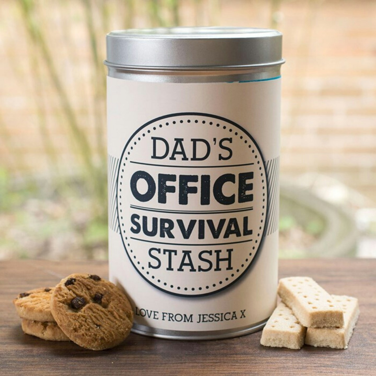 Personalised Tin With Biscuits - Dad's Survival Stash