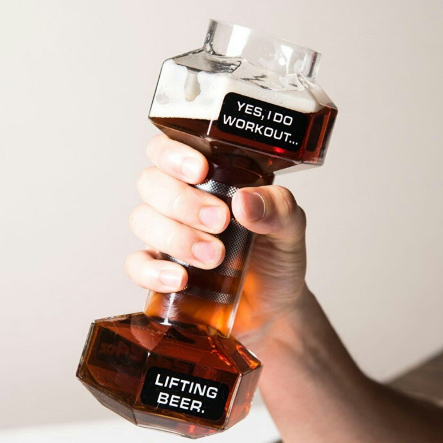 Lifting Dumbbell Beer Glass