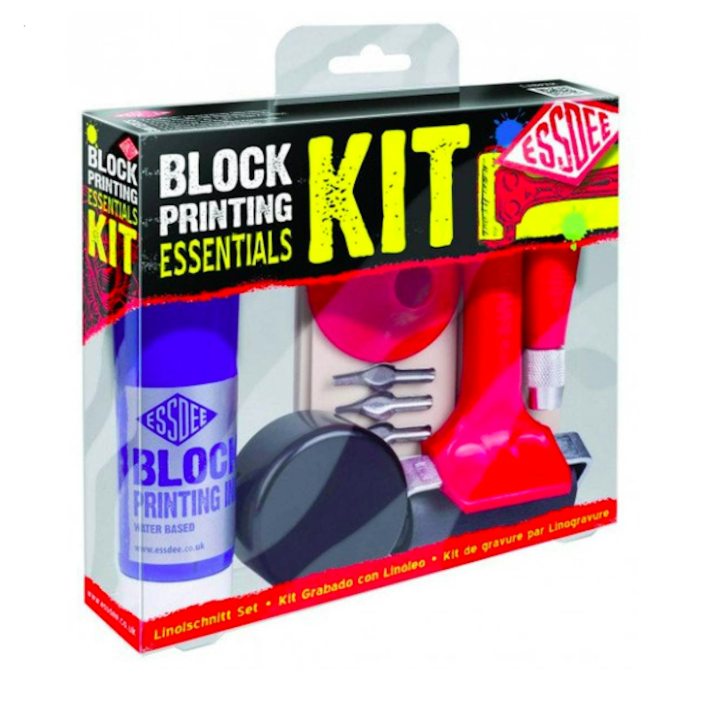 ESSDEE Block Printing Essentials Kit Includes 2 Ink Rollers, 3 Lino  Cutters, Lino Handle, Printing Ink and Carving Block || Used in Art, Craft  and