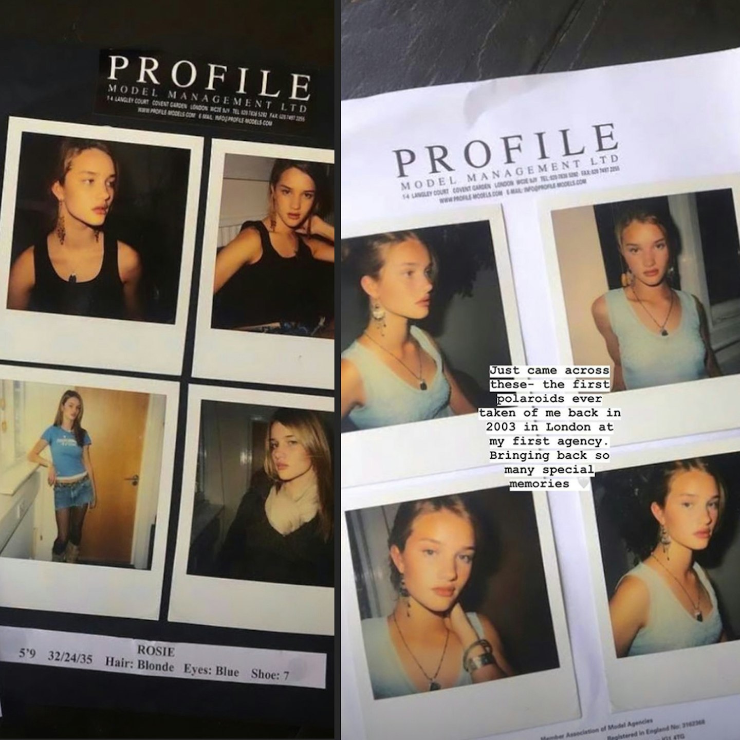 Rosie Huntington-Whiteley Model Test shots polaroids digitals