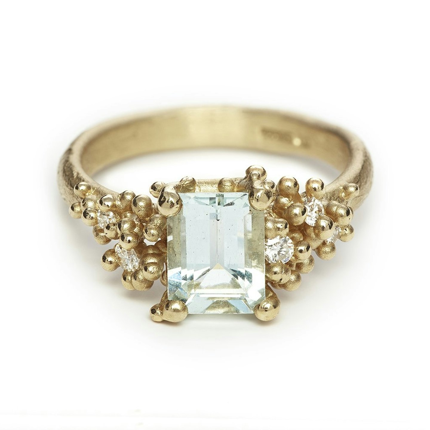 Ruth Tomlinson, Aquamarine Diamond Ring With Granules