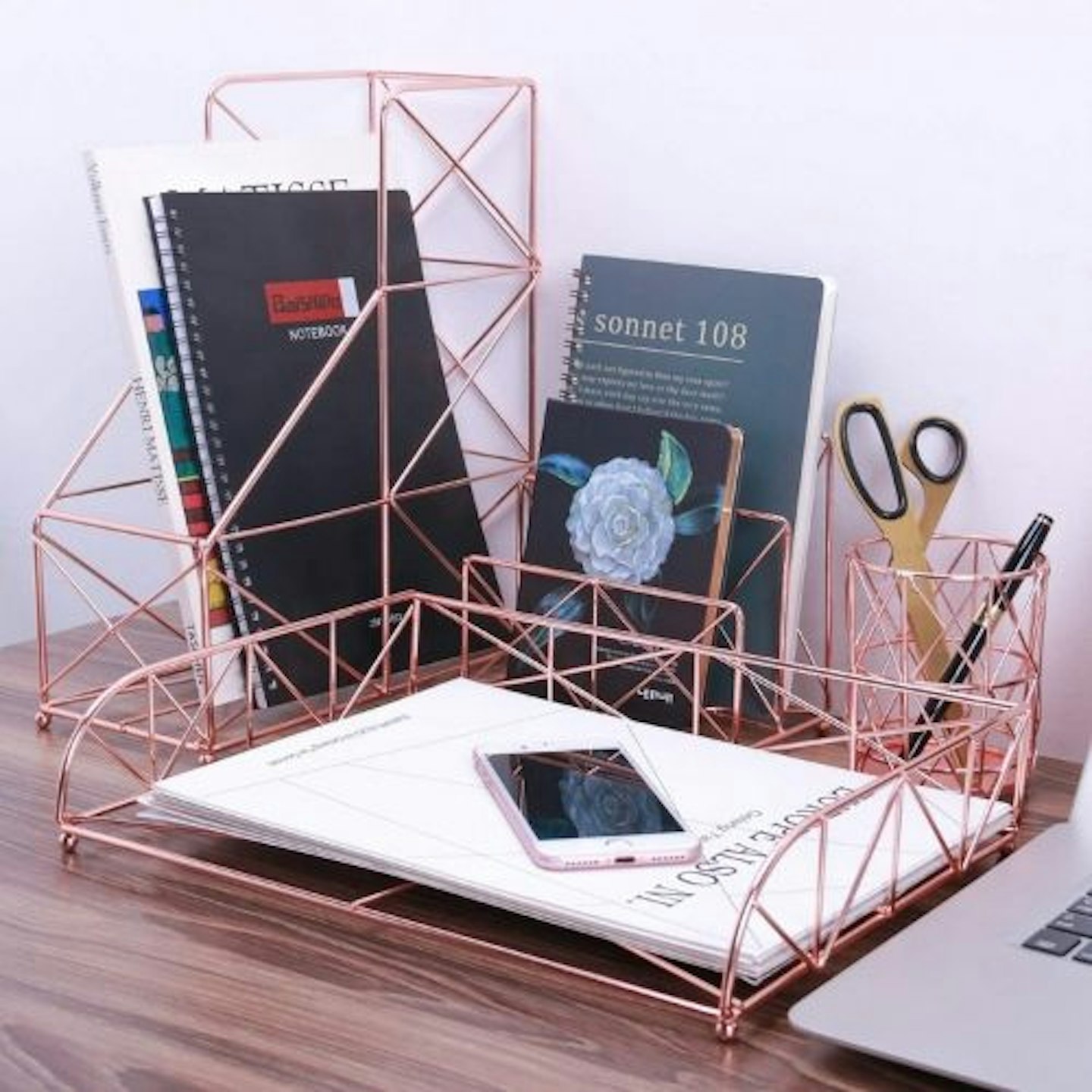 Simmer Stone Metal Wire 4 in 1 Desk Organizer Set