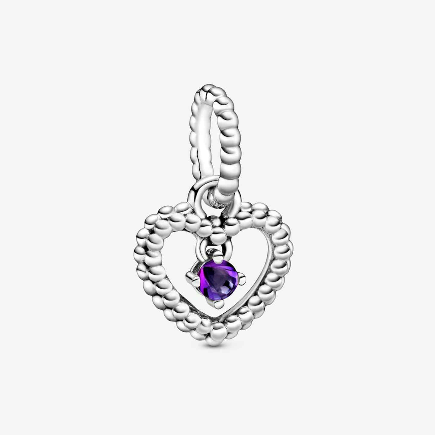 February Birthstone Heart Dangle Charm