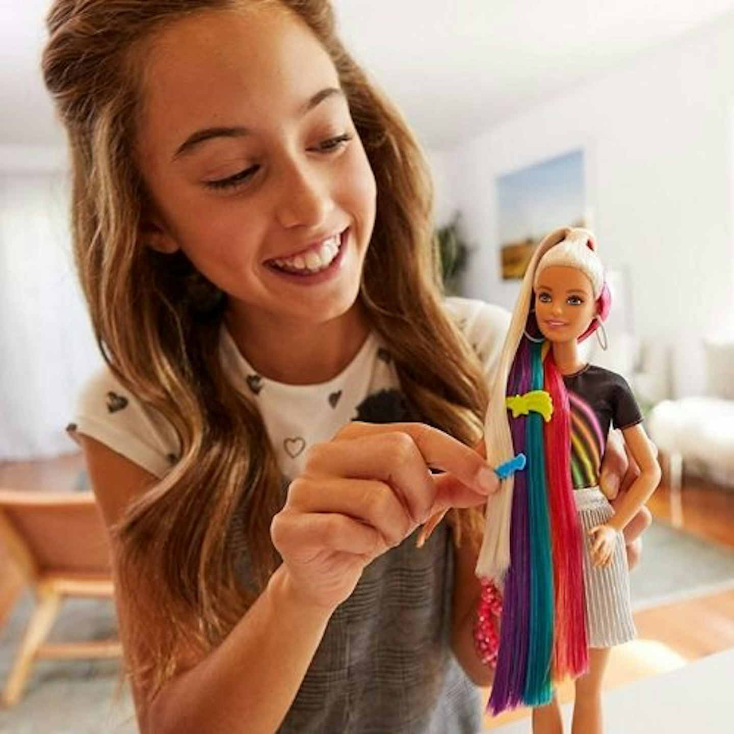 Barbie FXN96 Rainbow Sparkle Hair Doll