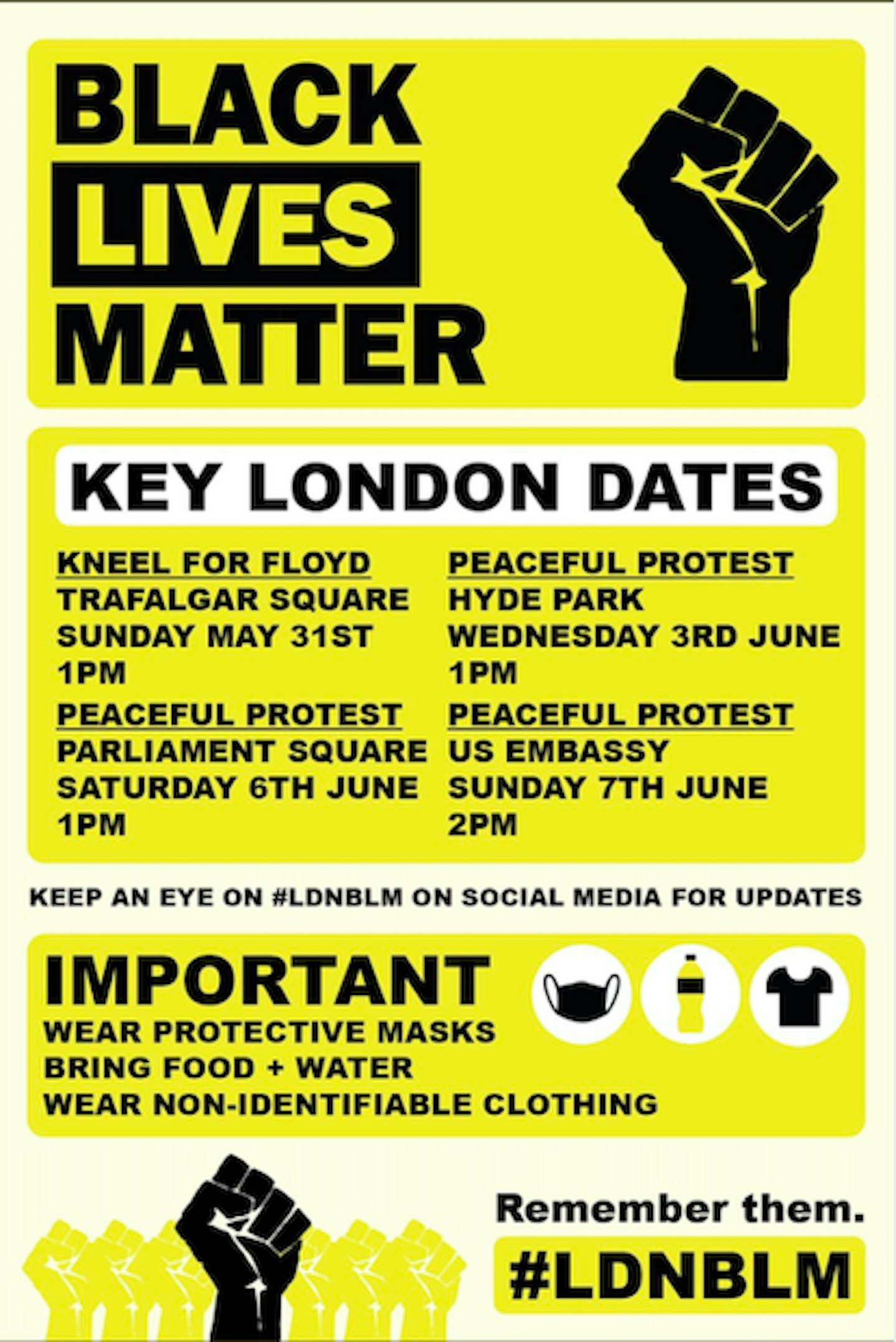 Black Lives Matter protest dates
