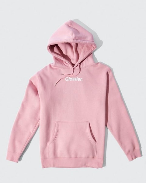 Glossier's baby pink hoodie is back in stock and it's dreamy AF