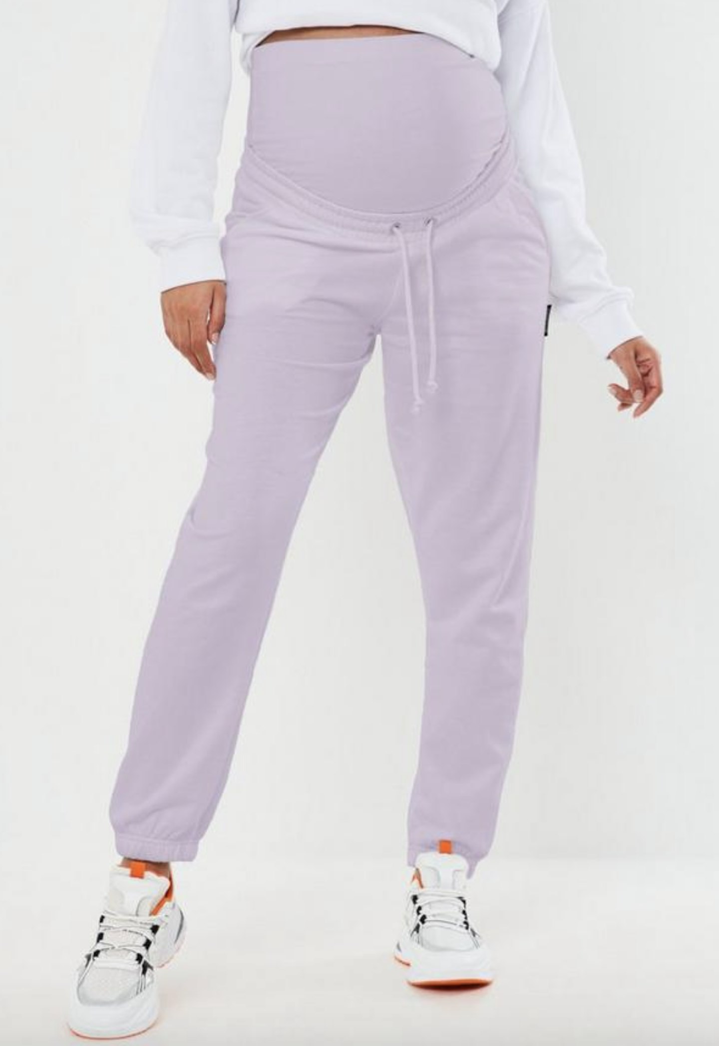 lilac 90s maternity joggers
