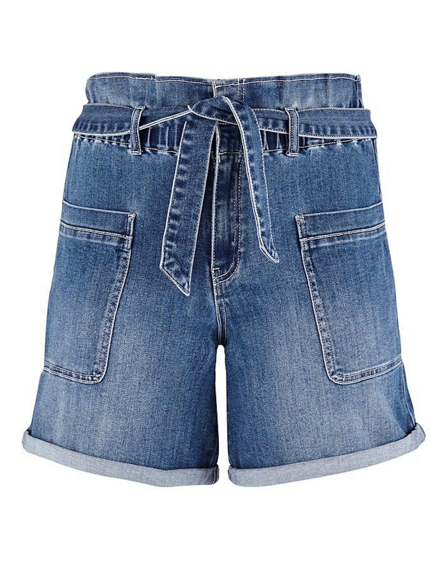 Simply Be, Stonewash Elasticated Paperbag Waist Denim Shorts, £24