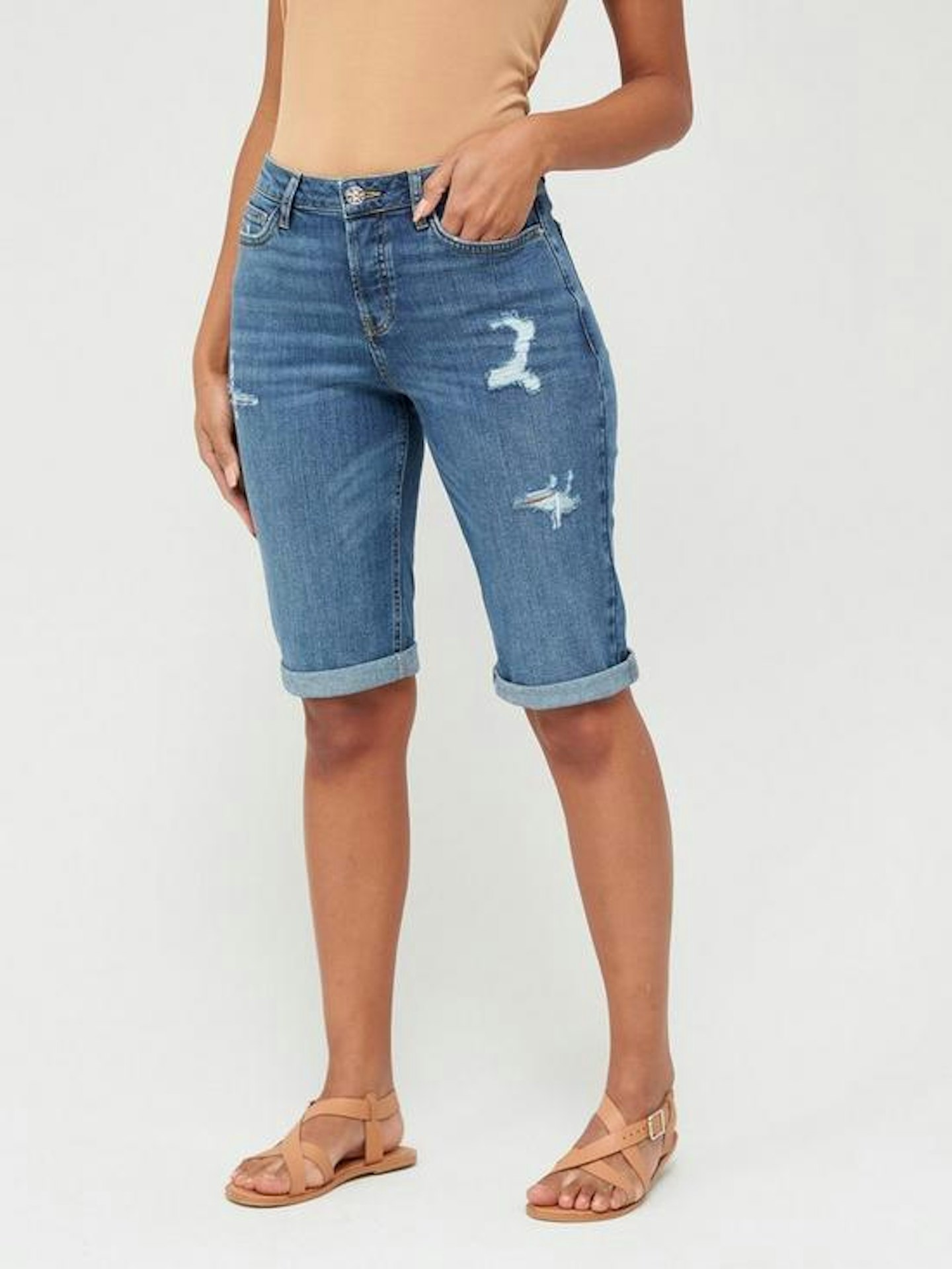 V by Very, Taylor Boyfriend Shorts - Mid Wash, £22