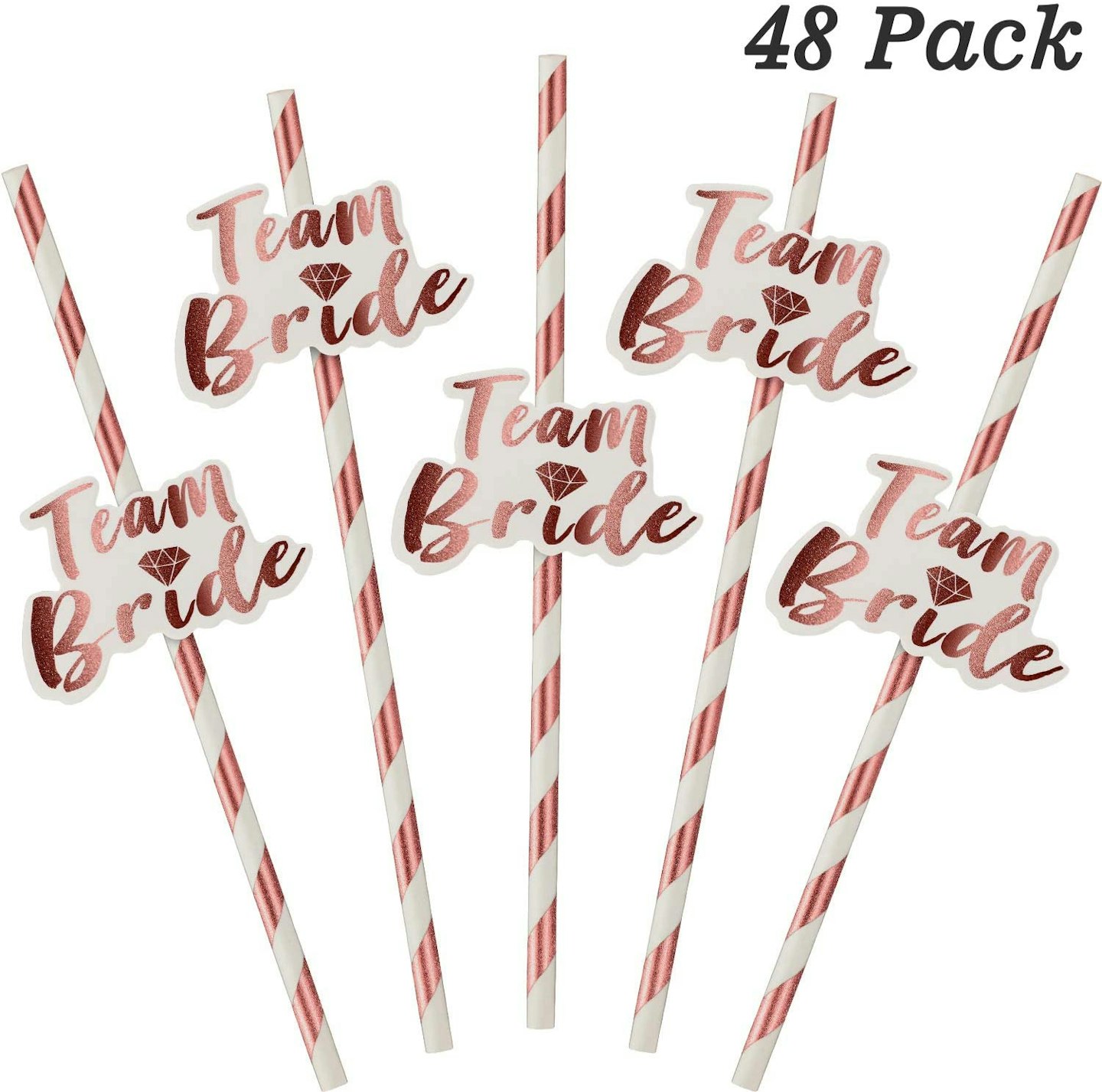 48 Pieces Rose Gold Hen Party Paper Straws