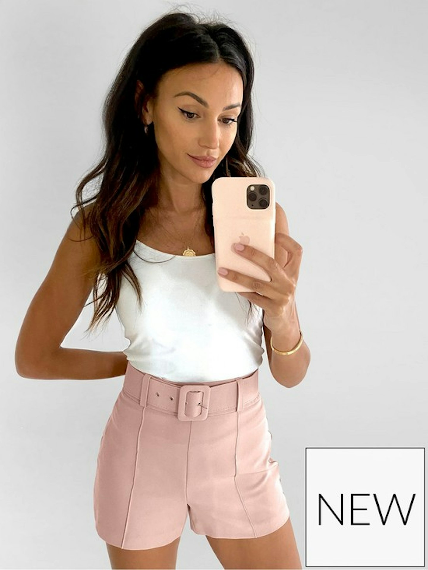 Belted Tailored Short - Blush