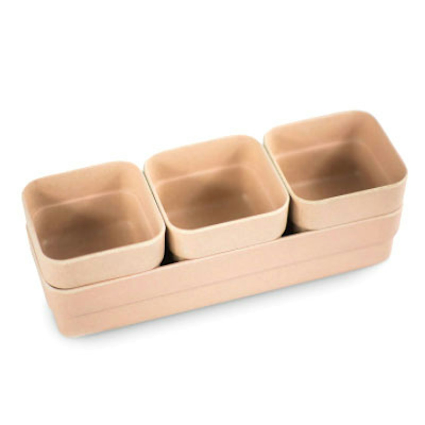 Husk Recyclable Rectangular Tray & Planters, Set of 3, Blush