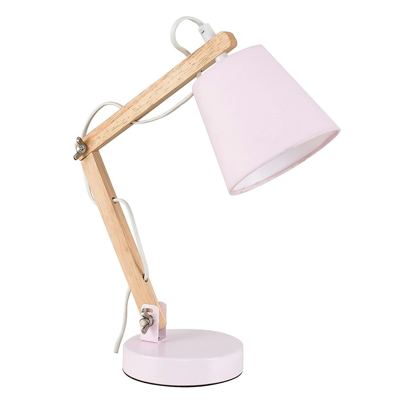 Retro Style Wood & Pink Bedside Desk Table Lamp