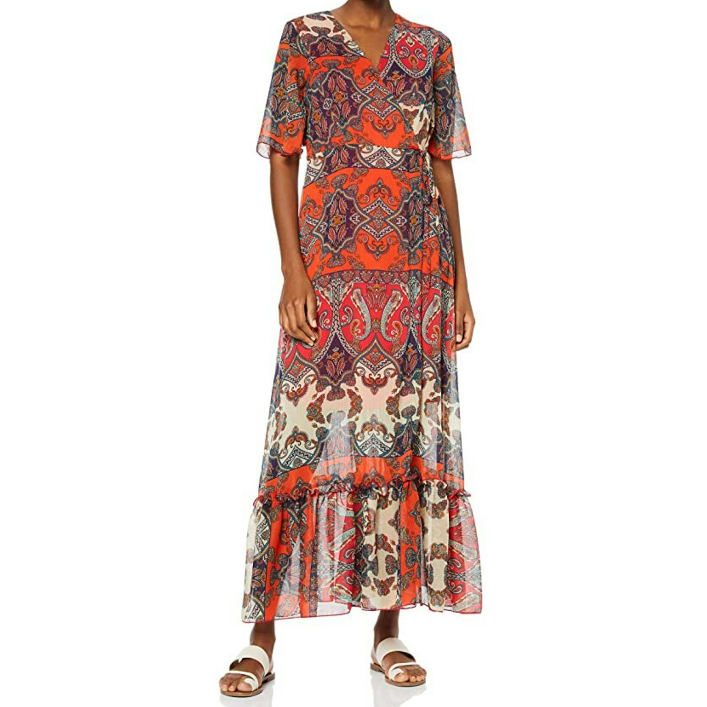 Amazon Brand - find. Women's Maxi Chiffon Wrap Dress