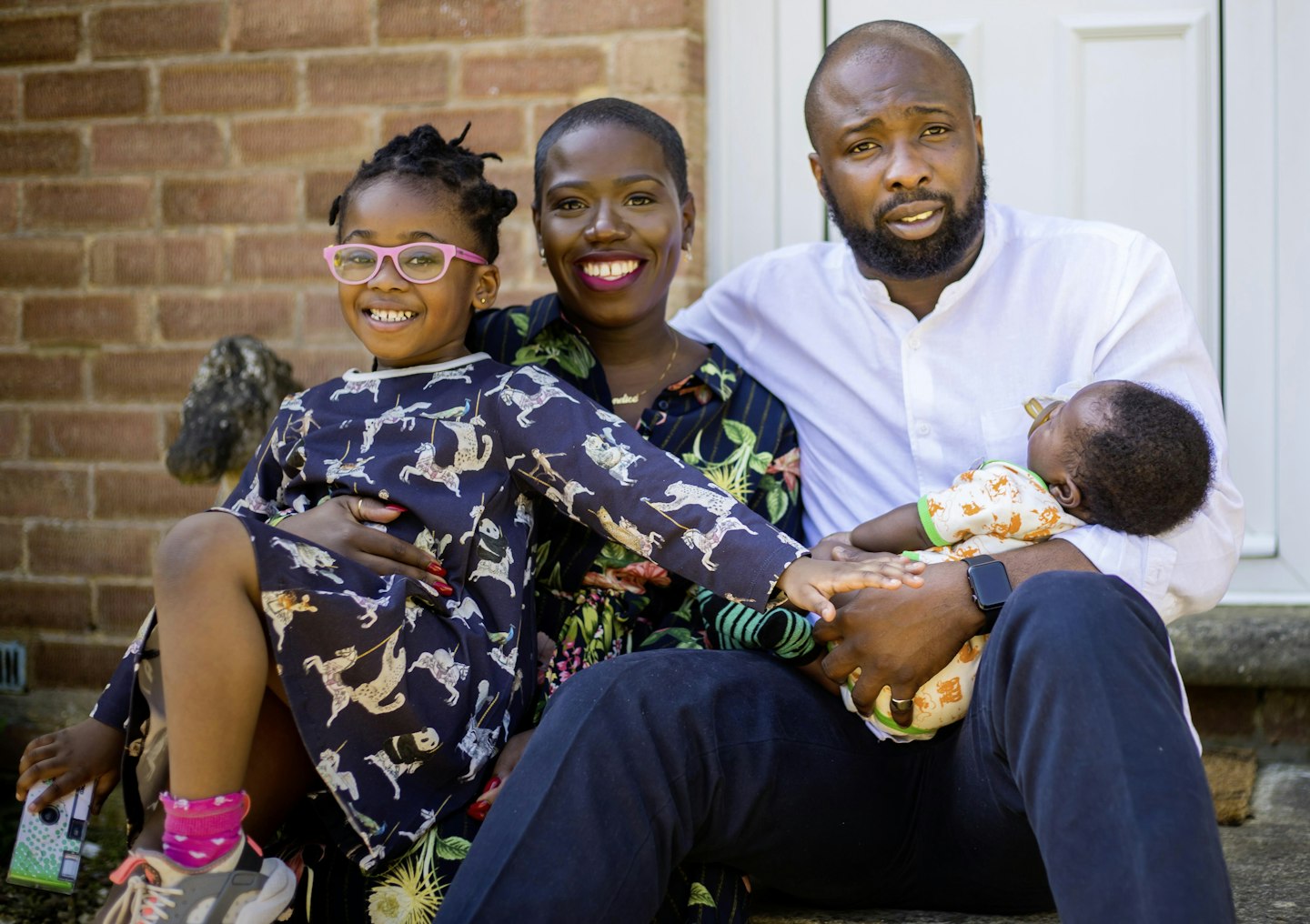 Candice Brathwaite with her husband and children