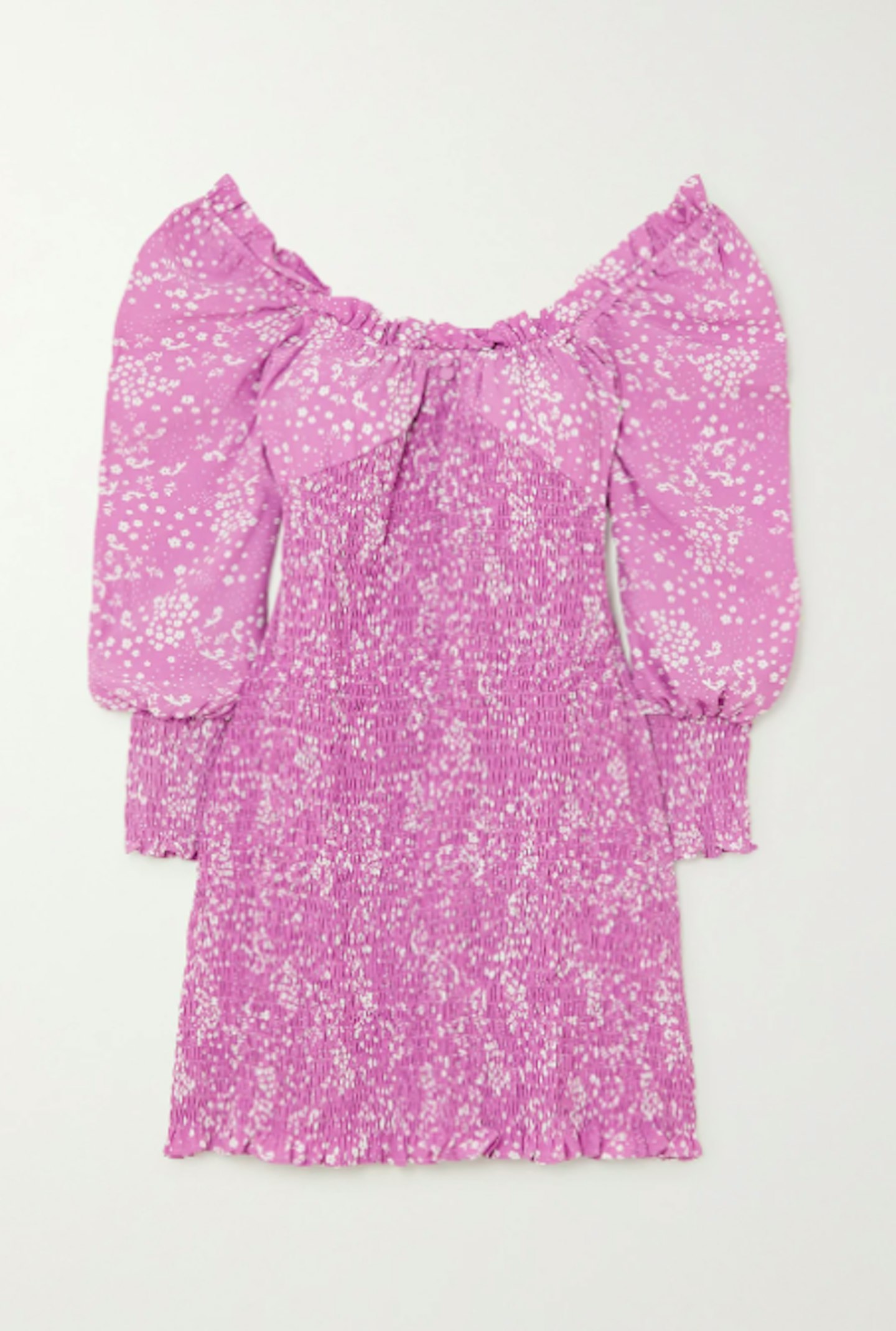 Faithfull The Brand, Gombardy Shirred Floral-Print Crepe Mini Dress, £180