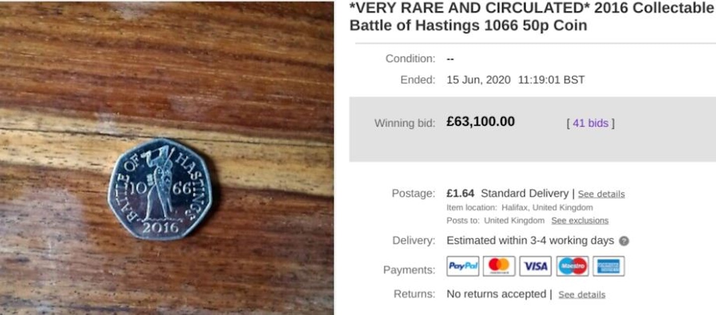 Battle Of Hasting 50p sells on eBay for 63k