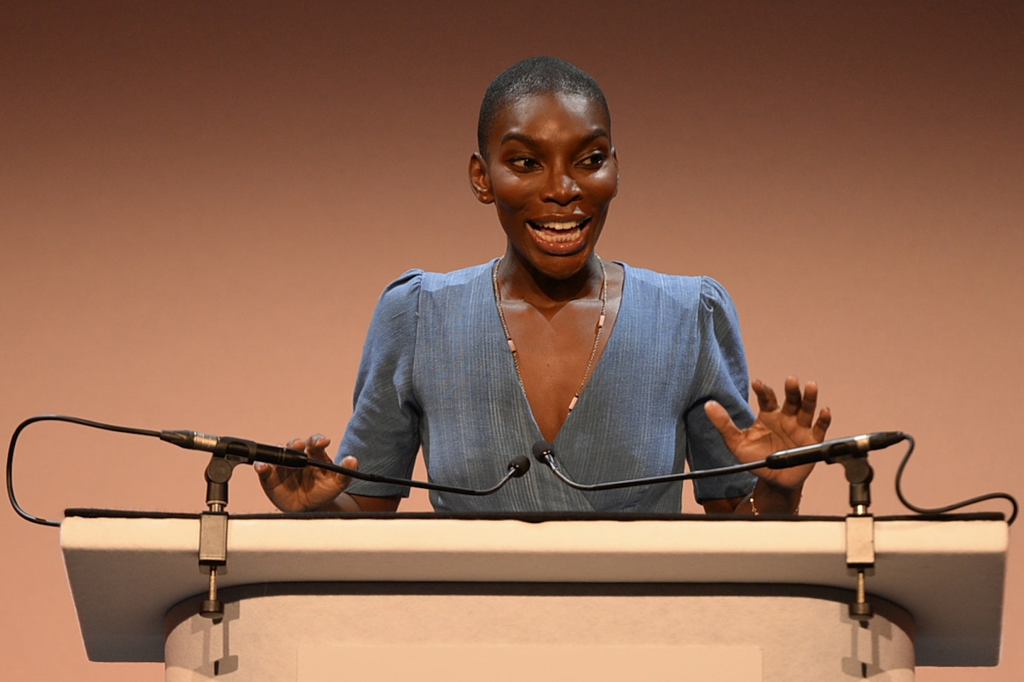Michaela Coel gives the prestigious MacTaggart Lecture during the Edinburgh Television Festival.  