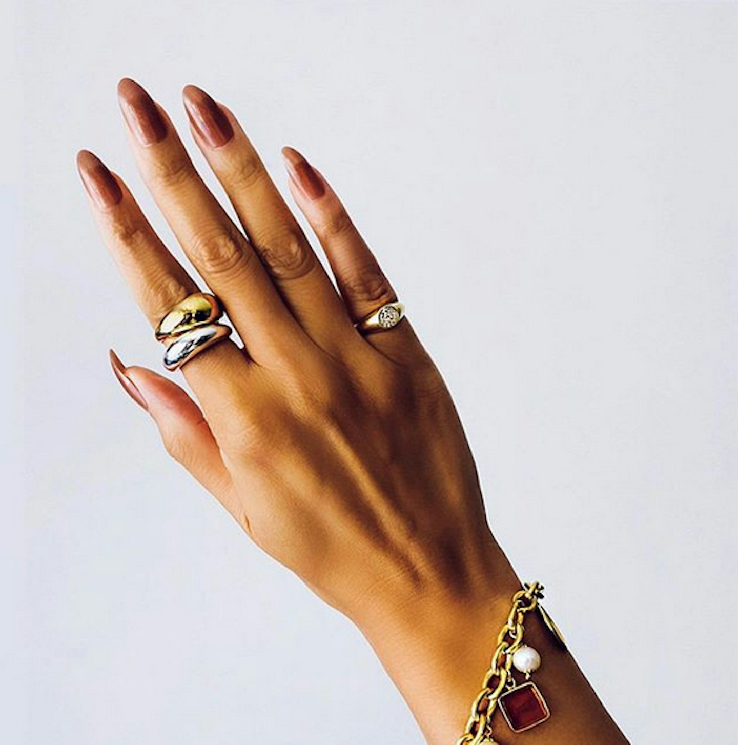 brown nail polish manicure