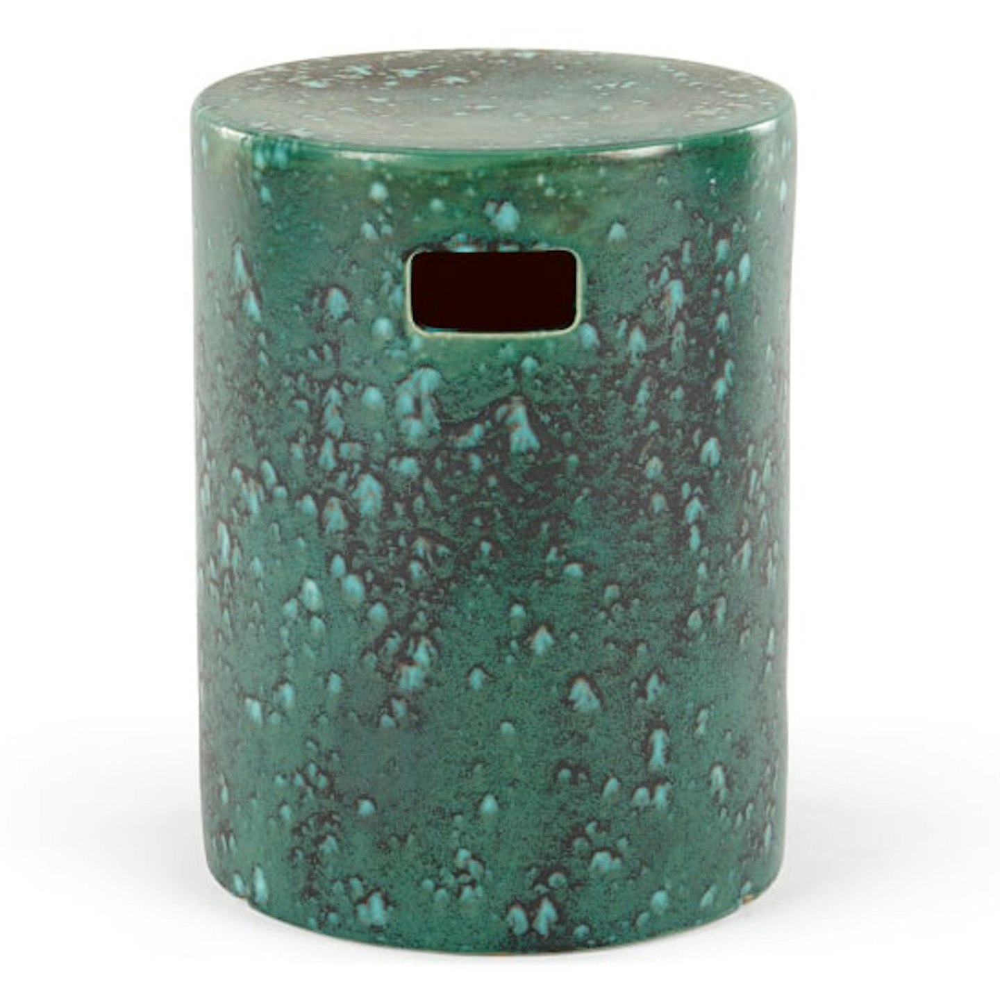 Sacha Reactive Glaze Decorative Stool, Turquoise